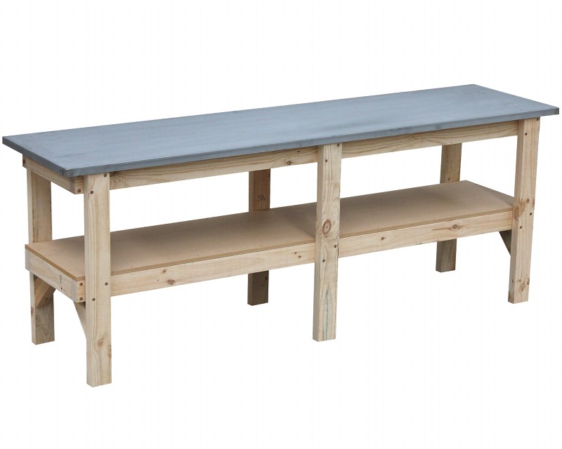 Work bench 2370 x 600 with steel laminated bench top