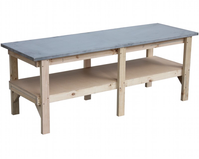 Work bench 2370 x 800 with steel laminated bench top - Click Image to Close