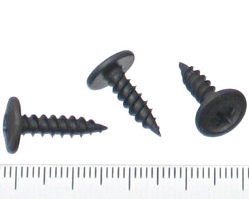 Button head needle point screw black zinc 15mm