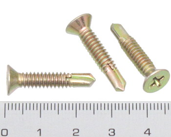 Countersunk self drilling screw fine thread 25mm